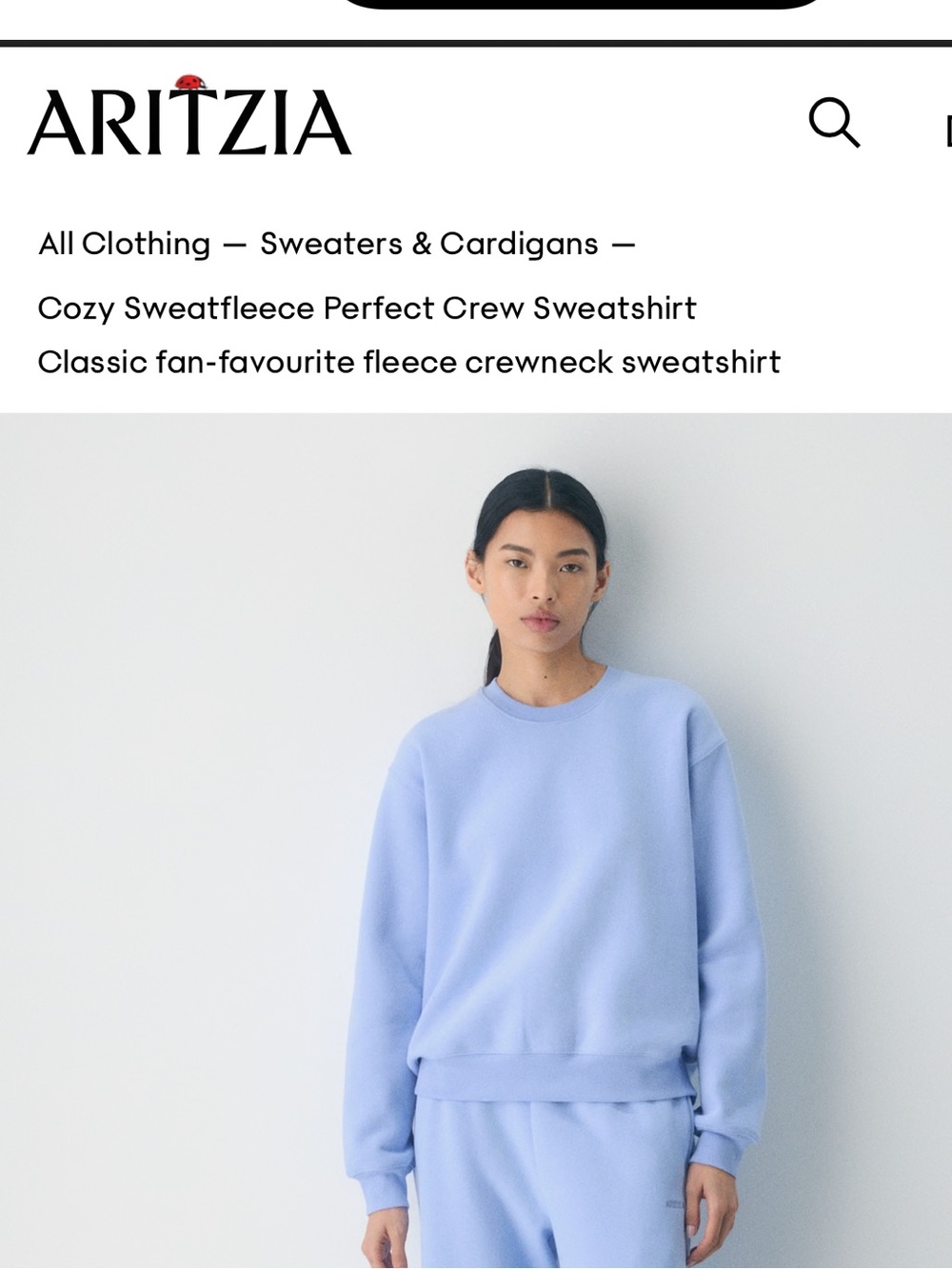 Aritzia Cozy Sweatfleece Perfect Crew Sweatshirt